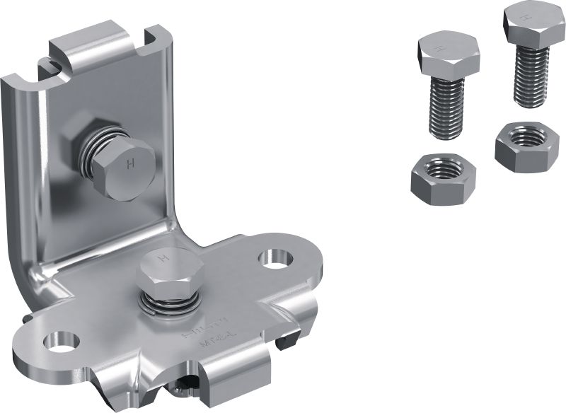 Consolă de consolidare seismică MT-S-L FL 40, pre-asamblată Consolă cu piuliță și bolț Fast-Lock pre-asamblate, pentru asamblarea structurilor de profile pentru montanți MT-40 în zone seismice