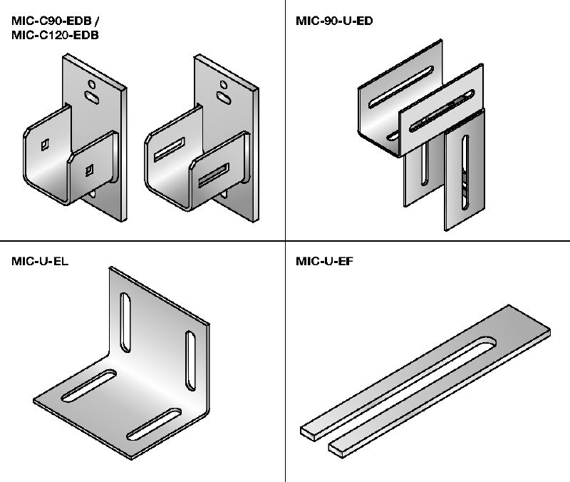 Conector MIC Conectori zincați la cald (HDG) pentru instalarea flexibilă a grinzilor separatoare orizontale pentru puțuri de ascensor